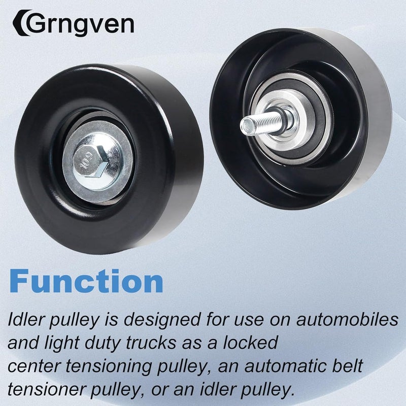 Grngven Idler Pulleys with Bolt for Chevrolet Select Buick, Hummer, etc Models. Belt Idler Pulley 36299 12555609, 12669569 Belt Pulley Compatible - Image 4